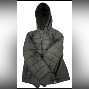 Spyder Black Hooded Puffer Clara Jacket Girls LG 12/14 Cabincore Ski Winter Coat